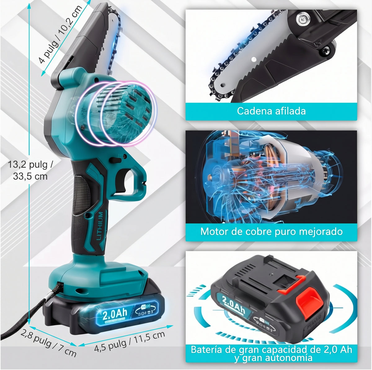 CUTPRO - Motosierra eléctrica con doble bateria